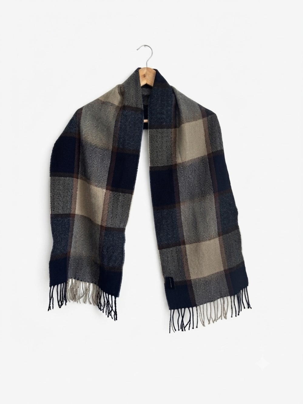 Tommy Hilfiger Unisex Plaid Herringbone Fringed Scarf - unisex